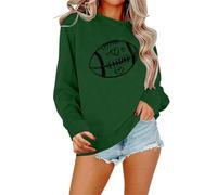 Day Football Sweat-shirt Femme Graphique Mignon Dimanche Drôle Décontracté Manches Longues Col Rond Peignoir Femme Douillet Sans (Vert, S)