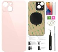 Day-market 13 Vitre arrière de Rechange pour iPhone 13 (6,1") avec Ruban adhésif pré-installé, Instructions d'installation (français Non Garanti), Outils de réparation et Protecteur d'écran (Rose)