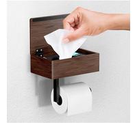 Day Moon Designs Porte-Papier Toilette avec Tablette - Distributeur et Rangement de lingettes humides pour Toutes Les salles de Bain - Organisateur Mural en Acier Inoxydable - Bois Foncé, Petit