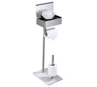 Day Moon Designs Support de Papier Toilette sur Pied avec étagère, Distributeur de Papier Toilette et lingettes jetables et Rangement pour Salle de Bain, en Acier Inoxydable avec (Brushed Nickel)