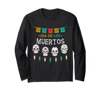 Day of Dead Coloré Sugar Skull Pattern Folk Art Manche Longue