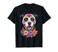 Day of Dead Floral Sugar Skull Portrait Art T-Shirt Graphique avec Valeur