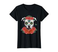Day of Dead Floral Sugar Skull Portrait Art T-Shirt Graphique avec Valeur