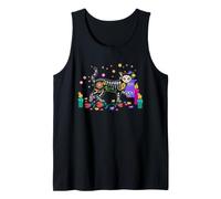 Day of Dead Squelette Chat Floral Bougie Art Folk Débardeur