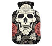 Day of Dead Sugar Skull Bouillotte avec housse souple pour crampes menstruelles Taille S