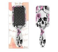 Day Of The Dead Brosse à cheveux en forme de tête de mort en forme de tête de mort en fleur de cerisier avec coussin d'air humide et sec Brosse à cheveux démêlante en plastique pour enfants adultes
