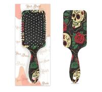 Day Of The Dead Brosse à cheveux en forme de tête de mort en sucre avec coussin d'air humide et sec - Brosse à cheveux démêlante en plastique pour enfants et adultes - Cadeau de rentrée scolaire pour