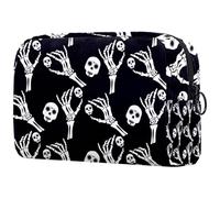 Day of The Dead Crâne et Squelette Hand Cosmetic Bag for Women Travel Toiletry Bags Large Makeup Handy Pouch Organizer Bag with Zipper, multicolore, 18.5x7.5x13cm/7.3x3x5.1in, Trousse de toilette