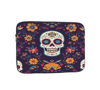 Day Of The Dead Étui pour ordinateur portable 12" Motif tête de mort pour homme et femme Résistant à l'eau Résistant aux chocs