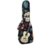 Day of The Dead Étui rembourré pour ukulélé de concert de 58,4 cm, imperméable et durable, Multicolore 03., 25.9x9x3.1in/66x23x8cm, Organiseur de sac