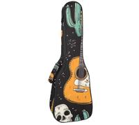 Day of The Dead Étui rembourré pour ukulélé de concert de 58,4 cm, imperméable et durable, Multicolore 02, 25.9x9x3.1in/66x23x8cm, Organiseur de sac