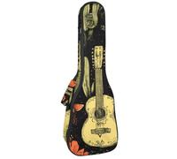 Day of The Dead Étui rembourré pour ukulélé de concert de 58,4 cm, imperméable et durable, Multicolore 01., 25.9x9x3.1in/66x23x8cm, Organiseur de sac