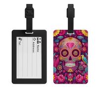Day of The Dead Festival Skull Étiquette de bagage Rose