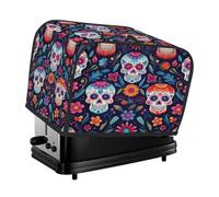 Day of the Dead Housse de grille-pain 2 tranches en tissu Oxford imperméable avec poche pour grille-pain, four, machine à café mélangeur