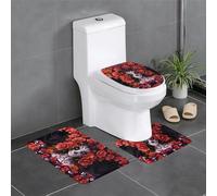 Day of the Dead Lot de 3 tapis de salle de bain antidérapants en flanelle lavable et absorbant avec tapis de toilette Motif tête de mort