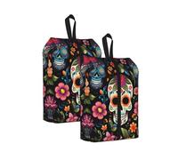 Day of The Dead Sac à chaussures de voyage résistant à l'eau avec poignée à fermeture éclair, pochette légère pour valise et salle de sport, se replie à plat pour l'emballage, Day of the Dead, 22 x 12
