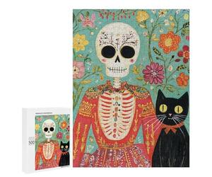 Day of The Dead Skeleton Art Print-2 Puzzle 1000 Pièces Educa Jouet en Bois Cadeau Unique Décoration Intérieure Jeu Éducatif Challenge Toy Adultes Et Enfants À Partir De 14 Ans 500 PCS