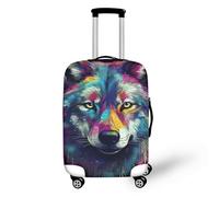 Day of The Dead Skull Bagages Covers 45,7 à 81,3 cm Coloré Halloween Squelette Housse de protection anti-rayures Housse de protection de voyage, Splash Art Loup, M(22-24in)