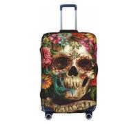 Day of the Dead Skull Flowers Housse de protection anti-poussière élastique pour valise de voyage pour bagages de 45,7 à 81,3 cm, multicolore, S(18"-21" Suitcase)
