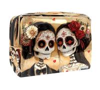 Day of The Dead Skull Skeleton Cosmetic Bag for Women Travel Toiletry Bags Large PVC Makeup Pouch Organizer Handy Pouch Organizer with Zipper, multicolore, 18.5x7.5x13cm/7.3x3x5.1in, Trousse de