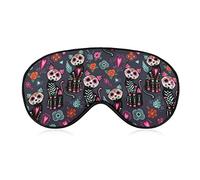 Day of The Dead Sugar Cats Pattern Sleep Mask Eye Eyepatch Eyeshade with Elastic Strap Cover Sleeping for Men Women Kids