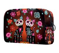 Day of The Dead Sugar Cats Pumpkin Cosmetic Bag for Women Travel Toiletry Bags Large Makeup Handy Pouch Organizer Bag With Zipper, multicolore, 18.5x7.5x13cm/7.3x3x5.1in, Trousse de toilette