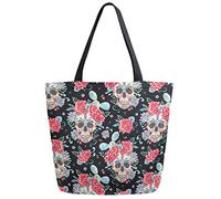 Day of The Dead Sugar Skull Cactus Floral Extra Large Canvas Market Beach Travel Réutilisable Grocery Shopping Tote Bag Portable Storage HandBags