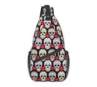 Day of The Dead Sugar Skull Head Floral Noir, Sac à bandoulière