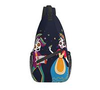 Day of The Dead Sugar Skull Mexico Cross Chest Bag Diagonally Sling Backpack Crossbody Sac à bandoulière Voyage Randonnée Daypacks pour Hommes Femmes