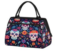 Day of The Dead Sugar Skull Sac de sport de voyage pour homme et femme Grande capacité Sac de voyage étanche pour la gym, les voyages, les activités de plein air