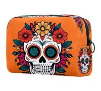 Day of The Flower Sugar Cosmetic Bag for Women Travel Toiletry Bags Large Makeup Handy Pouch Organizer Bag with Zipper, multicolore, 18.5x7.5x13cm/7.3x3x5.1in, Trousse de toilette