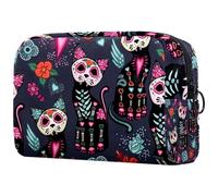 Day of The Halloween Cats Cosmetic Bag for Women Travel Toiletry Bags Large Makeup Handy Pouch Organizer Bag with Zipper, multicolore, 18.5x7.5x13cm/7.3x3x5.1in, Trousse de toilette