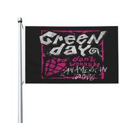 Day Rock Band Drapeau de musique vert Impression directe sur vêtement Polyester durable Graphiques accrocheurs Bannière double face - 0,9 x 1,5 m