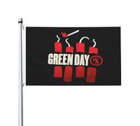 Day Rock Band Drapeau de musique vert Impression directe sur vêtement Polyester durable Graphiques accrocheurs Bannière double face - 0,9 x 1,5 m