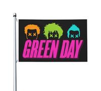 Day Rock Band Drapeau de musique vert Impression directe sur vêtement Polyester durable Graphiques accrocheurs Bannière double face - 0,9 x 1,5 m