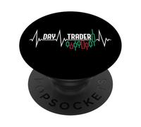 Day Trader Heartbeat Pulse Line EKG Trading Lovers Investisseurs PopSockets PopGrip Adhésif