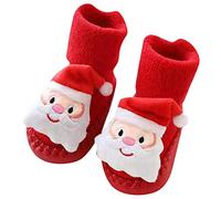 DAY8 Chaussette Antidérapante Bébé Fille Hiver Noël Chaussettes Bébé Garçon Naissance Hautes Sock Chaussures Premiers Pas Bottes Pantoufle Chaussettes de sol pour 0-24 mois (12(6-12 mois), A)