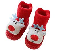 DAY8 Chaussette Antidérapante Bébé Fille Hiver Noël Chaussettes Bébé Garçon Naissance Hautes Sock Chaussures Premiers Pas Bottes Pantoufle Chaussettes de sol pour 0-24 mois (11(0-6 mois), D)