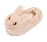 DAY8 Chausson Fille Hiver Pas Cher Pantoufle Fille Chaude Coton Peluche Kawaii Mignon Lapin Chausson Garcon Souple Automne Chaussure Garcon Intérieur Antidérapants Slippers Enfant (Beige, 32 EU)