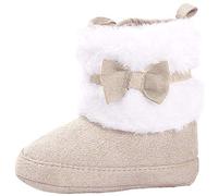 DAY8 Chaussure Bébé Fille Naissance Hiver Chaud 0-18 Mois Chaussure Bébé Garçon Premier Pas Bottine Bébé Fille Souple Bottes de Neige Bottillons Bébé Fille Baptême Chaussons (12(6-12 Mois), Beige)