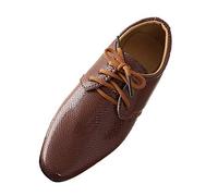 DAY8 Chaussures de Cérémonie en Cuir PU pour Garçon - Automne Hiver Mariage Soirée Bal - Derby à Lacets Pas Cher - Caoutchouc (Marron, 25 EU)