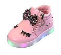 DAY8 Chaussures Fille Hiver Chaud Pas Cher Sneakers Basket Fille Lumineuses Bottine Fille Antiderapante Botte Bébé Fille Garçon Neige Fourrees Épais Bottillons Enfant Fille (Rose, 25 EU)