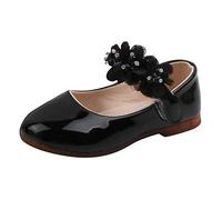 DAY8 Chaussures Fille Princesse Bapteme Mariage Ceremonie Chaussure Bébé Fille Premier Pas Cher Souple Chaussure Ballerine Fille Enfant Sandales Danse Mary Janes Fille Talon Plat (Noir, 26.5 EU)