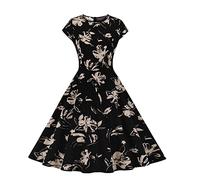 DAY8 Femme Vetements Robe Femme Chic Soirée Ete Vetement Femme Pas Cher Fashion Robe De Princesse Fille Robe Femme Elegant Printemps Robe Femme Grande Taille sans Manche Mariage Vintage (S, Noir)