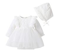 DAY8 Robe Bébé Fille 0-18 Mois Automne Hiver Princesse Cérémonie Mariage Fleur Manche Longue Tutu Tulle Ensemble Avec Chapeau