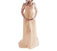 DAY8 Robe Longue Sexy Bustier l'Été Femme Enceinte Pas Cher - Robe de Soirée Mariage Élégant - Maternité Vêtements Grossesse (XL, Orange)
