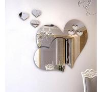 DAY8 Stickers Muraux Chambre Adultes Salon Citations 3d Stickers Muraux Miroir Coeur (Argent)