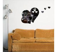 DAY8 Stickers Muraux Chambre Adultes Salon Citations 3d Stickers Muraux Miroir Coeur (Noir)