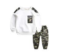DAY8 Vetement Bebe Garçon Automne Jogging Survetement Enfant Garcon 1-11 Ans Ensemble Garcon Hiver Sport Habit Top Pull Sweat Garcon Manche Longue Printemps + Pantalon Garcon (Blanc, 150(7-9 Ans))