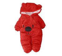 DAY8 Vêtement Bébé Garçon Hiver Chaud Pyjama Bébé Garçon Naissance Pas Cher Combinaison Bébé Fille À Capuche Automne Body Nouveau Né Fille Manteau Barboteuse Combipilote Chic (9M(6-9 Mois), Rouge)